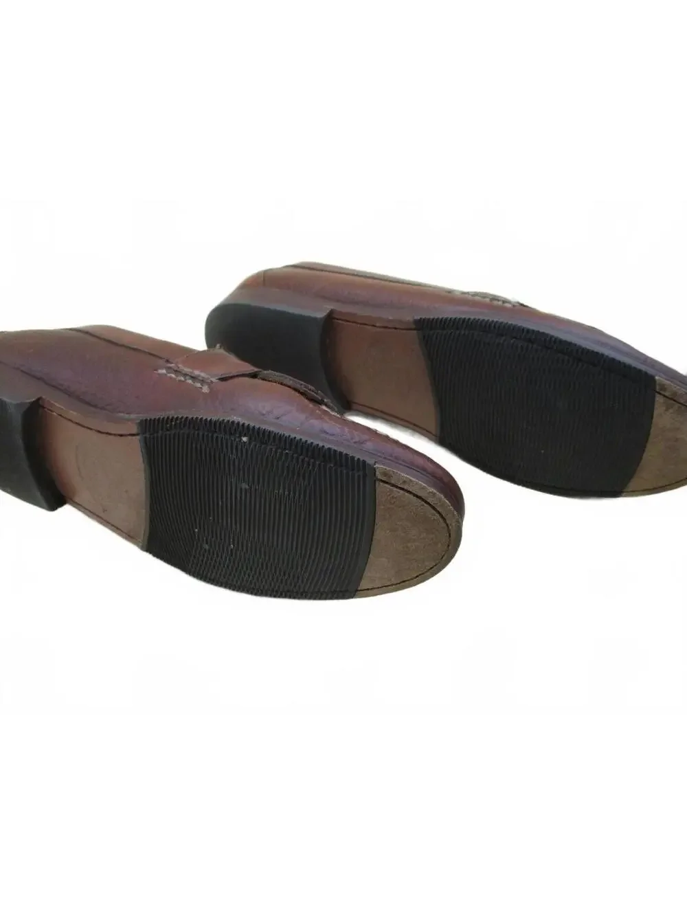 HS Trask Brown Pebbled Bison Leather Kiltie Tassel Loafers Mens Size 10 Handsewn